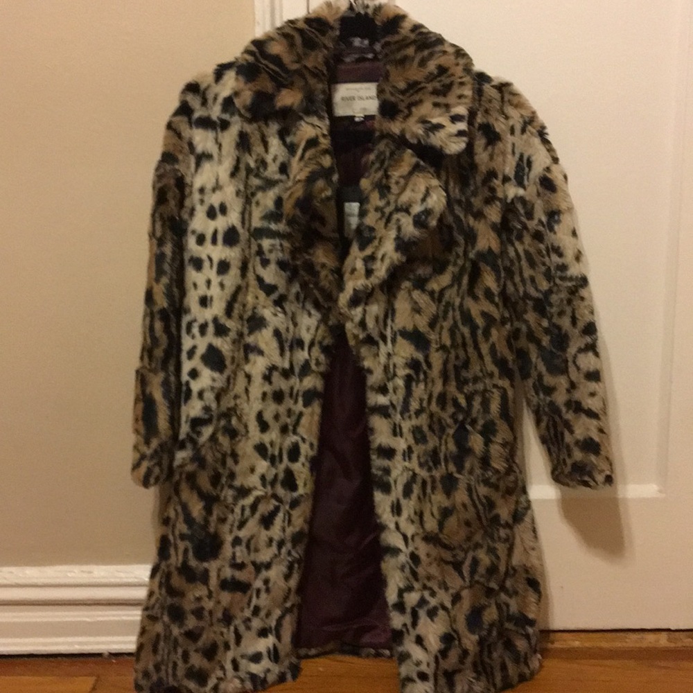 River Island ASOS Leopard Fur Coat  *NWT*